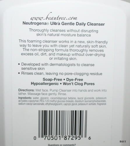 Review :Neutrogena Ultra Gentle Foaming Cleanser.